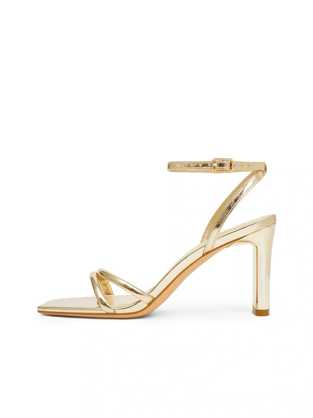 Modatope Metallic Gold Ankle-Strap Size 8 Block Heel Sandals
